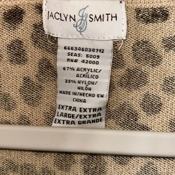 Jaclyn Smith Leopard Print Brown & Tan Button Down Cardigan(Size XL) - Picture 4 of 5